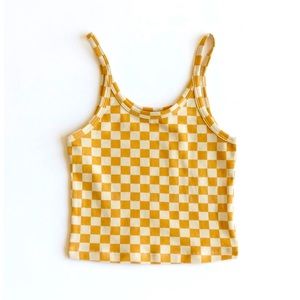 ARQ Yellow checkered tank carrés organic cotton